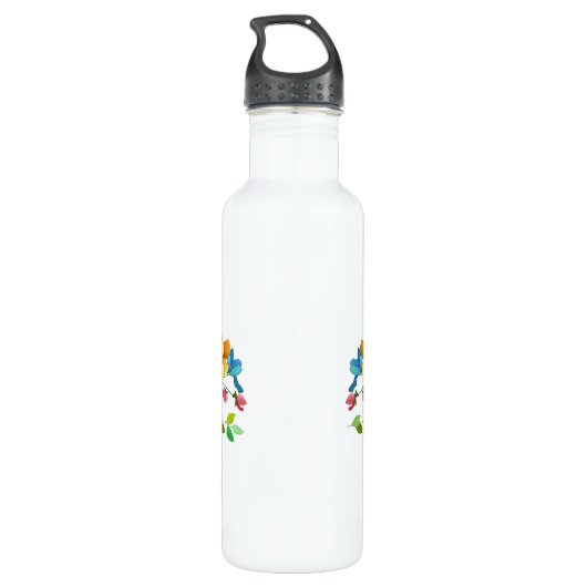 Bridesmaid Floral Border Waterfles (Achterkant)