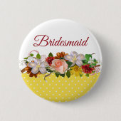 Bridesmaid Floral Bouquet Wedding Button (Voorkant)