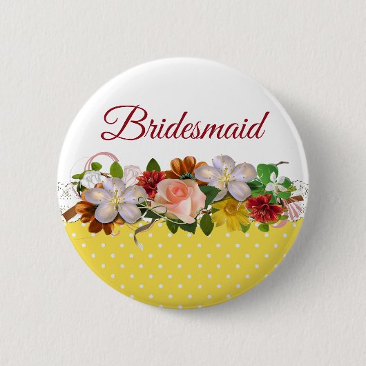 Bridesmaid Floral Bouquet Wedding Button (Voorkant)