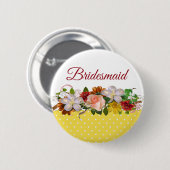Bridesmaid Floral Bouquet Wedding Button (Voorkant /achterkant)
