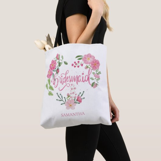 Bridesmaid Floral Personalized Name Tote Bag (Dichtbij)