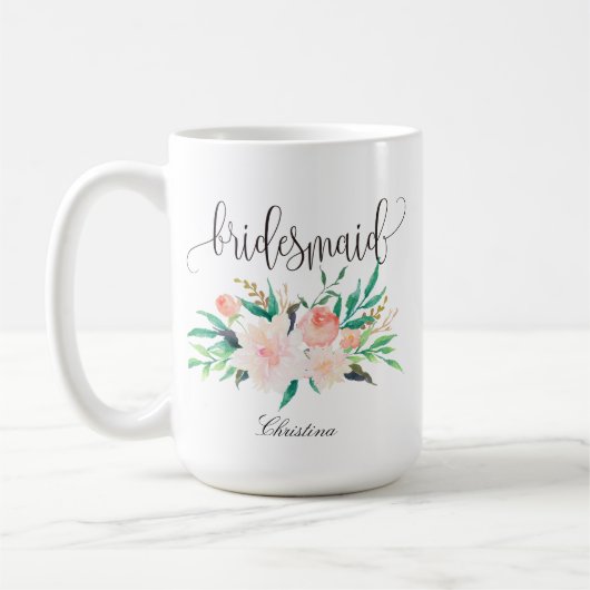 Bridesmaid Floral Personalized Wedding -1 Koffiemok (Links)