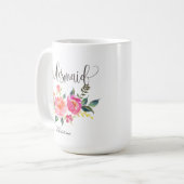 Bridesmaid Floral Personalized Wedding -3 Koffiemok (Voorkant links)