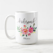 Bridesmaid Floral Personalized Wedding -3 Koffiemok (Links)