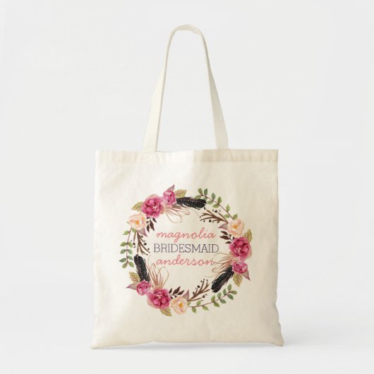 Bridesmaid Floral Persoonlijke Canvas tas (Voorkant)