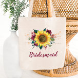 Bridesmaid Floral Sunflower String Lights Tote Bag<br><div class="desc">Deze bruidsvormende canvas tas is voorzien van een waterverf zonnebloem en een gebrande roos met een stoplicht. U kunt het met een naam personaliseren. Bezoek onze winkel of onze collectie pagina's voor meer producten met dit ontwerp dat u kunt aanpassen aan uw behoeften.</div>