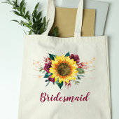 Bridesmaid Floral Sunflower String Lights Tote Bag