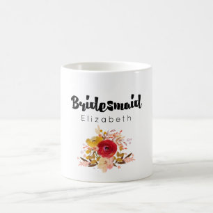 Bridesmaid - Floral Waterverf Bouquet Wedding Koffiemok