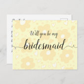 Bridesmaid Flowery Sepia Briefkaart (Voorkant / Achterkant)