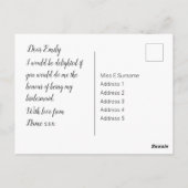 Bridesmaid Flowery Sepia Briefkaart (Achterkant)