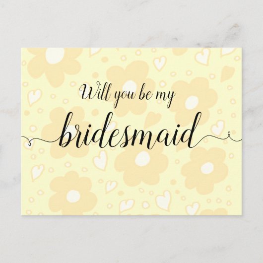 Bridesmaid Flowery Sepia Briefkaart (Voorkant)
