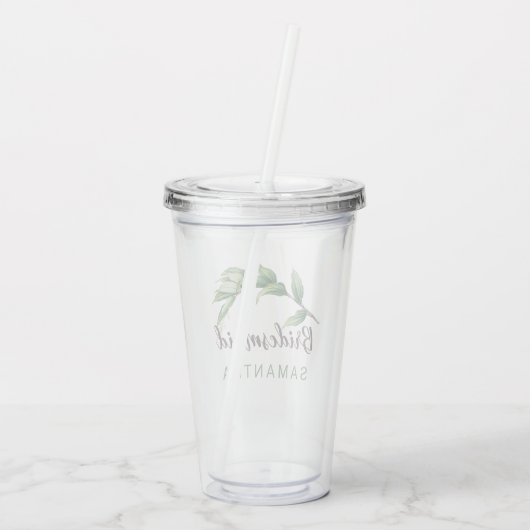 Bridesmaid Foliage Personalizeerd Acryl Drinkbeker (Achterkant)