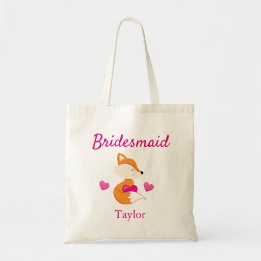 Bridesmaid Fox en Hearts Tote Bag (Voorkant)