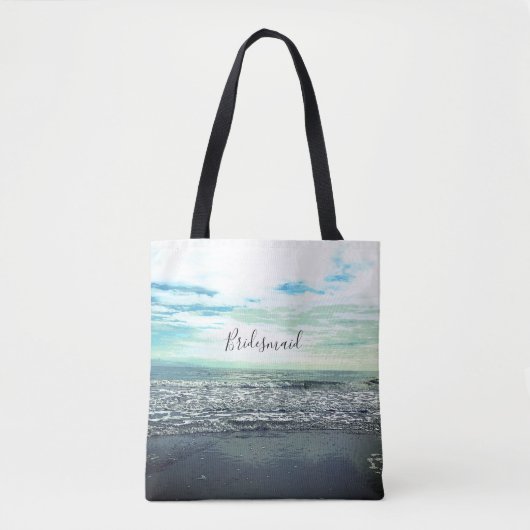 Bridesmaid Gift Beach Ocean Zee Abstract Blue Cute Tote Bag (Voorkant)