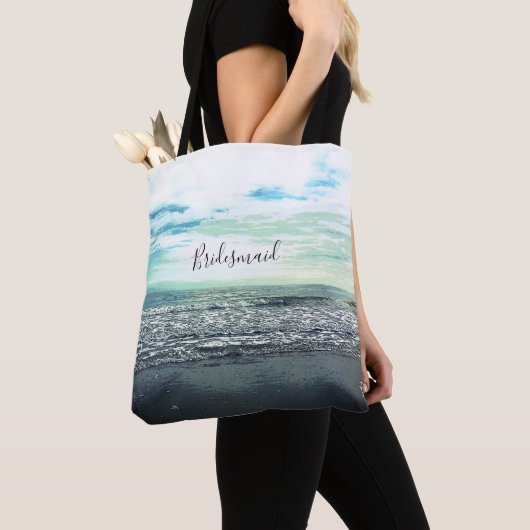 Bridesmaid Gift Beach Ocean Zee Abstract Blue Cute Tote Bag (Dichtbij)