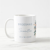 Bridesmaid Gift Blue Floral Personalized Koffiemok (Links)