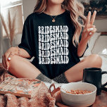 Bridesmaid Gift Gepersonaliseerd Matching Bridal P T-shirt<br><div class="desc">Ben je op zoek naar de perfecte bachelorette party outfit? Wil je het een beetje mengen en een leuk themafeest houden? Kijk dan niet verder dan onze gepersonaliseerde witte tekst bridesmaid t-shirts! Onze shirten zijn gemaakt om perfect bij het bruidsfeest te passen, dus iedereen zal er geweldig uitzien terwijl er...</div>