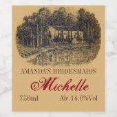 Bridesmaid gift gepersonaliseerd wijn etiket (Enkel label)