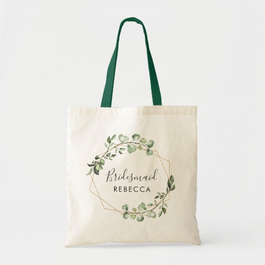 Bridesmaid Gift Greenery Eucalyptus Geometric Tote Bag (Voorkant)