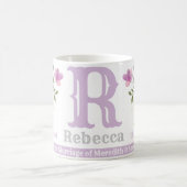 Bridesmaid Gift met naam en Initiaal. Floral desig Koffiemok (Center)