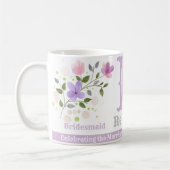 Bridesmaid Gift met naam en Initiaal. Floral desig Koffiemok (Links)
