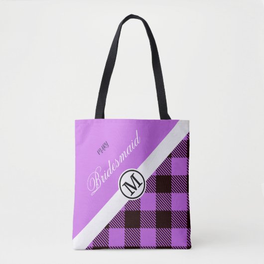 Bridesmaid Gift Orchid Pset Tartan Aangepast Tote Bag (Voorkant)