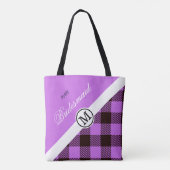 Bridesmaid Gift Orchid Pset Tartan Aangepast Tote Bag (Achterkant)