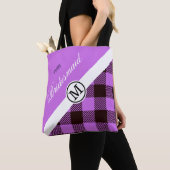 Bridesmaid Gift Orchid Pset Tartan Aangepast Tote Bag (Dichtbij)