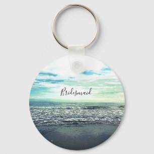 Bridesmaid Gift Party Favor Beach Ocean Abstract Sleutelhanger