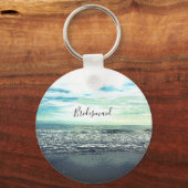 Bridesmaid Gift Party Favor Beach Ocean Abstract Sleutelhanger (Voorkant)