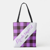 Bridesmaid Gift Persoonlijke benaming Tartan Simpl Tote Bag (Achterkant)