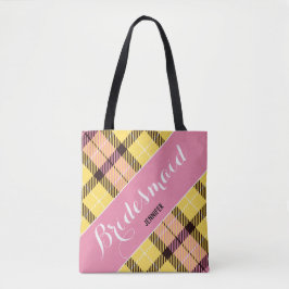 Bridesmaid Gift Persoonlijke benaming Tartan Simpl Tote Bag