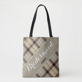Bridesmaid Gift Persoonlijke benaming Tartan Simpl Tote Bag
