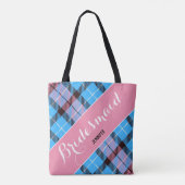 Bridesmaid Gift Persoonlijke benaming Tartan Simpl Tote Bag (Achterkant)