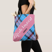 Bridesmaid Gift Persoonlijke benaming Tartan Simpl Tote Bag (Dichtbij)