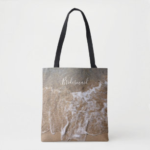 Bridesmaid Gift Sandy Beach Ocean Zee Water Waves Tote Bag