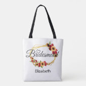 Bridesmaid Gift, Sunflower, Roos, Gold Lijst Tas (Achterkant)