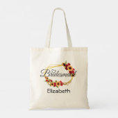Bridesmaid Gift, Sunflower, Roos, Gold Lijst Tote Bag (Achterkant)
