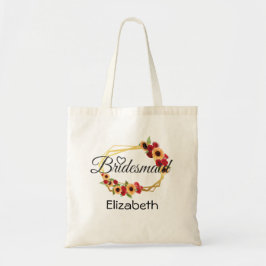 Bridesmaid Gift, Sunflower, Roos, Gold Lijst Tote Bag