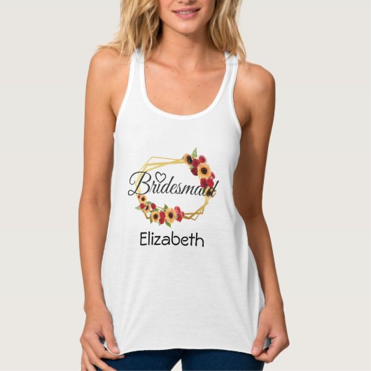 Bridesmaid Gift, Sunflower, Rozen, Tank top (Voorkant)