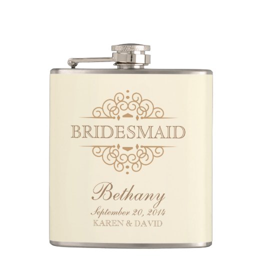 Bridesmaid Gift Vintage Wedding Party Flask Heupfles (Voorkant)