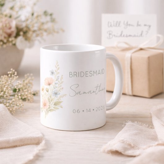 Bridesmaid Gift Wildflower Garden Personalized Koffiemok