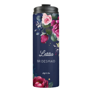 Bridesmaid giften, douanenaam marvy blue roze roze thermosbeker