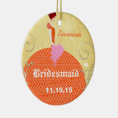 Bridesmaid Gifts Oranje en Roze Keramisch Ornament (Rechts)