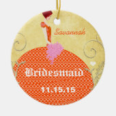 Bridesmaid Gifts Oranje en Roze Keramisch Ornament (Voorkant)