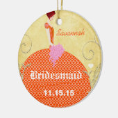 Bridesmaid Gifts Oranje en Roze Keramisch Ornament (Links)