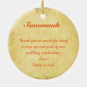 Bridesmaid Gifts Oranje en Roze Keramisch Ornament (Achterkant)