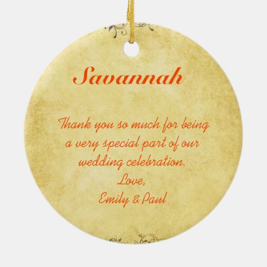 Bridesmaid Gifts Oranje en Roze Keramisch Ornament (Achterkant)