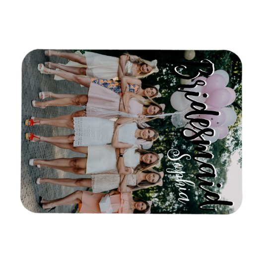 Bridesmaid Gifts Personalized Black Modern Photo Magneet (Horizontaal)