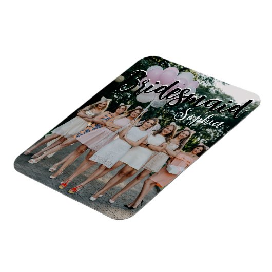 Bridesmaid Gifts Personalized Black Modern Photo Magneet (Linkerzijde)